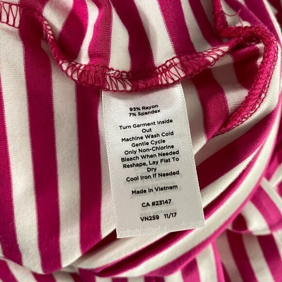 Talbots Top Large Short Sleeve Pink White Striped Tie Front Stretch NWT TP-2184 - Picture 7 of 7